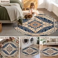 thumbnail image 5 of Round Rugs 5Ft, Orange Blue Southwestern Round Area Rug Washable Indoor Throw Carpet, Antique Boho Farmhouse Ethnic Soft Non Slip Circle Rug for Cabinet Bathroom Home Decor Aesthetic, 5 of 8