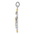 thumbnail image 2 of 925 Sterling Silver Solid Satin Back Polished and satin and 18k Gold Plated Crucifix Pendant Necklace 37x18mm Wide Penda, 2 of 4