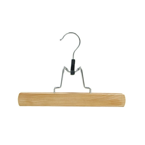 Plastic Clothes Hangers, Furenl Wooden Trouser Hanger with Clips Non-Slip Skirt Hanger Trouser Clip Hanger Solid Wood Hanger, 1*Solid Wooden Hanger