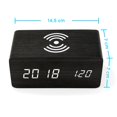 thumbnail image 5 of Reloj despertador con plataforma de carga inalámbrica Compatible con reloj digital LED Función de control de sonido, hora, fecha, visualización de temperatura - Negro, 5 of 5