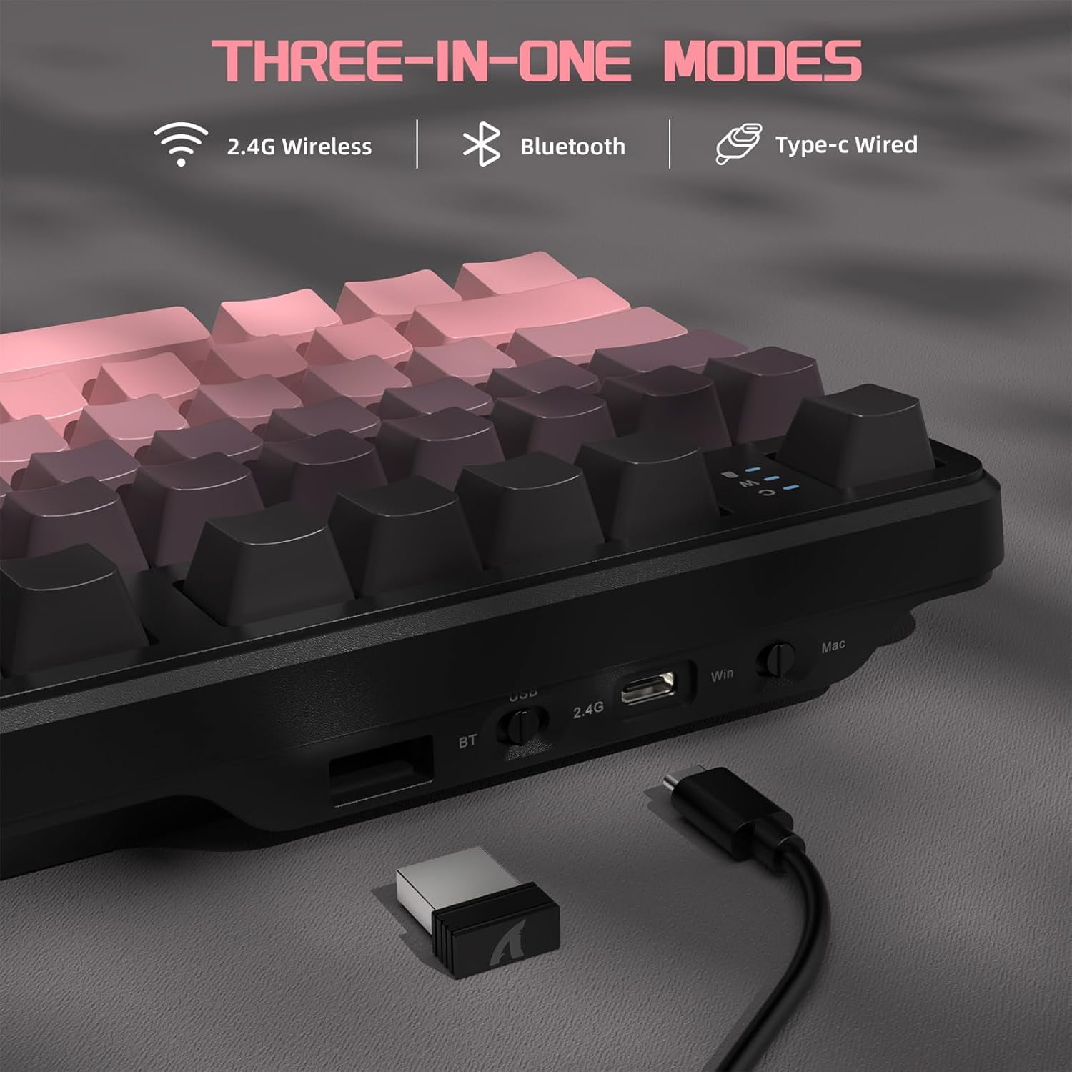 ATTACK SHARK X87 80% Wireless Mechanical Keyboard, BT5.0/2.4G/USB-C Hot-Swap Gasket Gaming Keyboard,RGB Backlit, 4000mAh,Pre-lubed Linear Switch, Side Engraved Gradient PBT Keycap for PC/MAC