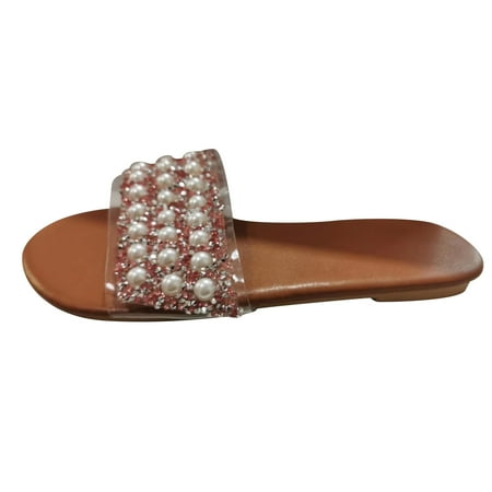 

symoid Womens Slides on Clearance- New Summer Open Toe Comfort Casual Pink Sandals for Girls Size 7.5