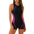 thumbnail image 5 of BSDJILFG One Piece Spring Suit for Women Half Zip Graphic Swimsuit Waterproof Sleeveless Boyshort Surfing Suit, 5 of 8