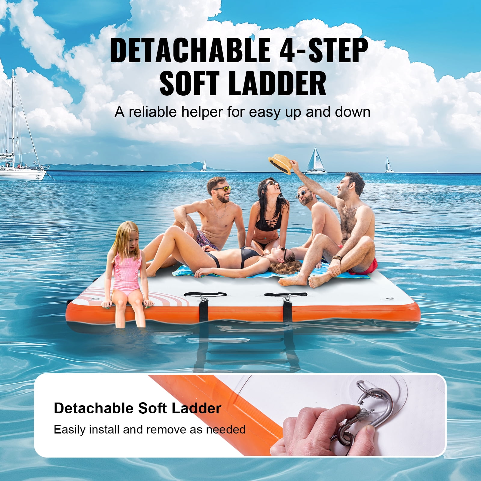 SKYSHALO PVC Inflatable Heavy Floating Dock 6inches 8ft 5ft