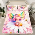 thumbnail image 2 of Manfei Kawaii Elf Twin Sheet Sets,Cute Daisy Floral Twin Fitted Sheet,Colorful Cartoon Wings Flat Sheet For Kids,Breathable Home Decor,3pcs, 2 of 7