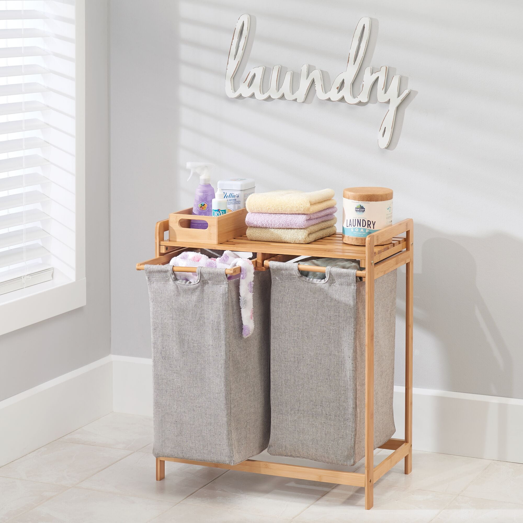 Portable and Foldable for Compact Storage Espresso Bamboo mDesign Bamboo Laundry Hamper Basket with Removable Fabric Liner and Decorative Wood Slats Single Hamper Design 