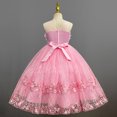 thumbnail image 3 of Filles Fleur Imprimé Bal Robe Élégante Tulle Noeud Ceinture Princesse Maxi Robe, 3 of 6