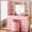 Pink, variant on Full Length Mirror Vanity Desk and Lights 3 Colors, Transparent Top with 11 RGB Drawers, 10 Shelves, Full-length mirror with storage shelf, Make Up Vanity with Charging Station Woman, White