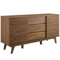 Maklaine Contemporary 63"Wood Sideboard Buffet Table in Walnut