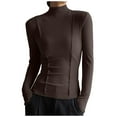 thumbnail image 2 of AXXD Womens T Shirts Basic Summer 2024 Turtle Necks Winter Bottomed Double-sided Long Sleeve Clothes Tops, 2 of 7