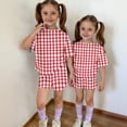 thumbnail image 3 of Grblisyd Girls Summer Outfits Size10-12 Casual Plaid Cute Short Sets Loose Short Sleeve T Shirts Top and Shorts Athletic Clothes Red 7-8Y, 3 of 6