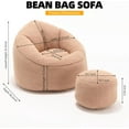 thumbnail image 2 of DEALTOPS Bean Bag Sofa Chair with Footrest, Foam-Filled Comfy Lounge Chair for Living Room, Bedroom, Dorm & Nursery, Tan, 2 of 7