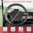 thumbnail image 4 of 10L0L 13inch Golf Cart Steering Wheel Cover for EZGO TXT RXV ,Anti Slip PU Leather & Comfortable Grip Feeling , Black+Gray, 4 of 8