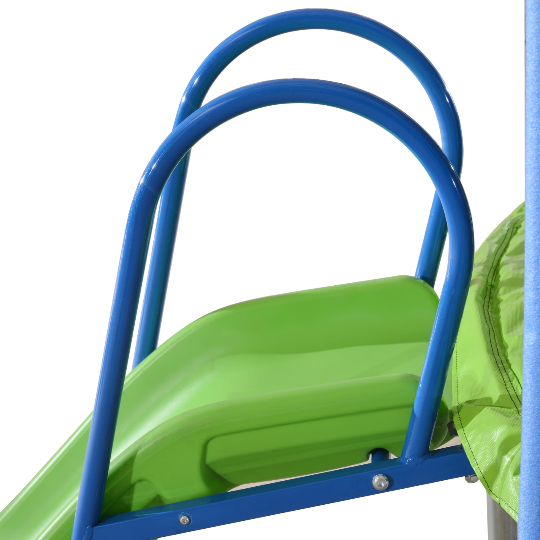 ARCTICSCORPION Trampoline with Slide Swings and Basketball Hoop, Green, 254.00" x 144.00" x 121.20"