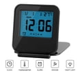 thumbnail image 1 of Reloj despertador digital de viaje de sobremesa plegable portátil con calendario de temperatura Fecha Semana Negro, 1 of 9
