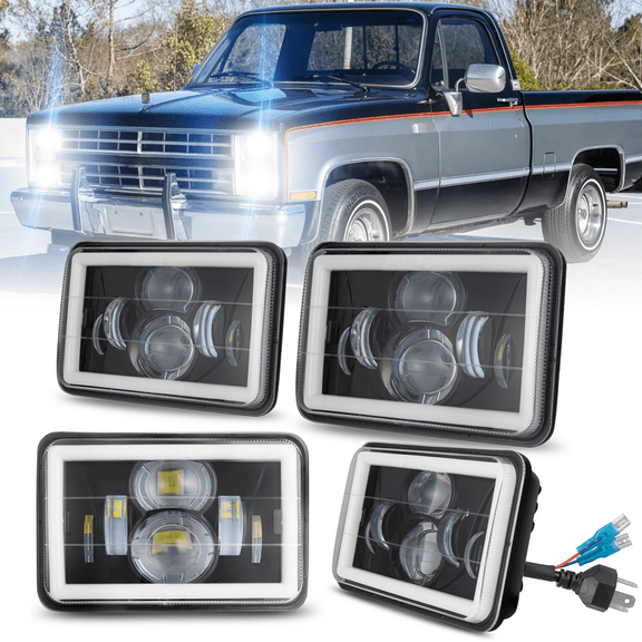 H4651 H4656 Sealed Assembly for 1981-1986 Chevy C10 C20 C30 Headlight 4x6inch LED High Low Beam DRL Turn Signal Light