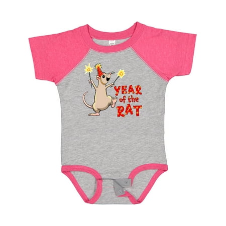 

Inktastic Year of the Rat with Sparklers in Red Party Hat Boys or Girls Baby Bodysuit
