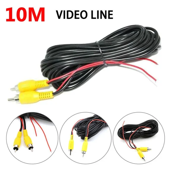33Ft 10M Rca Car Video Cable W/ Detection Wire Extension For Car Reversing Kit