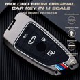 thumbnail image 3 of Xotic Tech M-Colored Stripe Gunmetal Grey Metal Key Fob Cover Shell Case w/Keychain, Compatible with BMW X3 X5 3 4 5 6 7 GT Series Z4 M3 M5 G05 G20 G30 G80 F10 F15 F30 F80 F85 F95 iX i4 (Blade Shape), 3 of 9