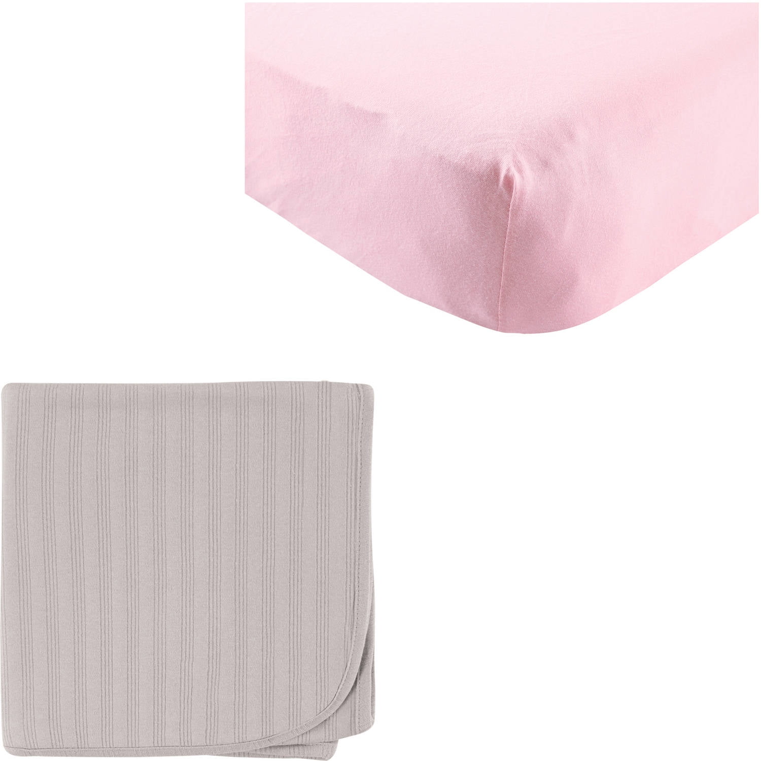 Touched By Nature Baby Girls Organic Cotton Fitted Crib Sheet And
