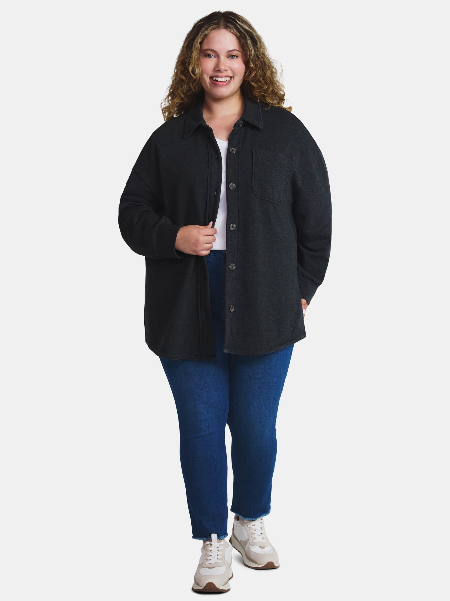 Terra & Sky Women's Plus Knit Shacket, Sizes 0X-5X