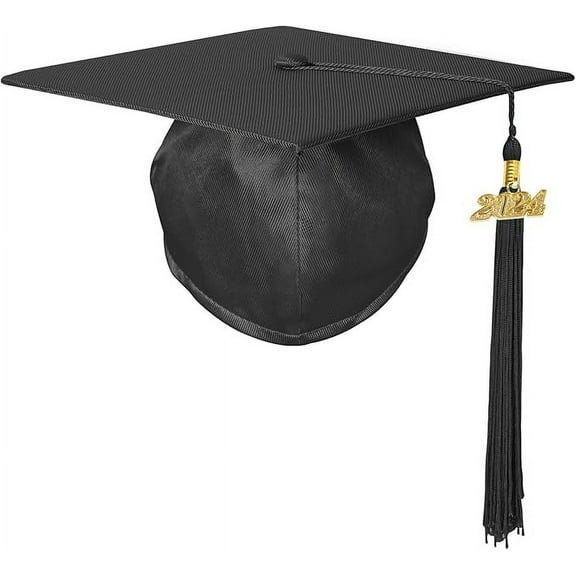 Misscom Unisex Shiny Adult Graduation Cap with 2024 Charm Tassel for High School and Bachelor