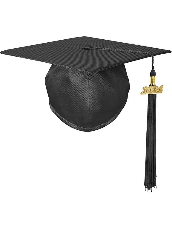Unisex Shiny Adult Graduation Cap with 2024 Charm Tassel for High School and Bachelor