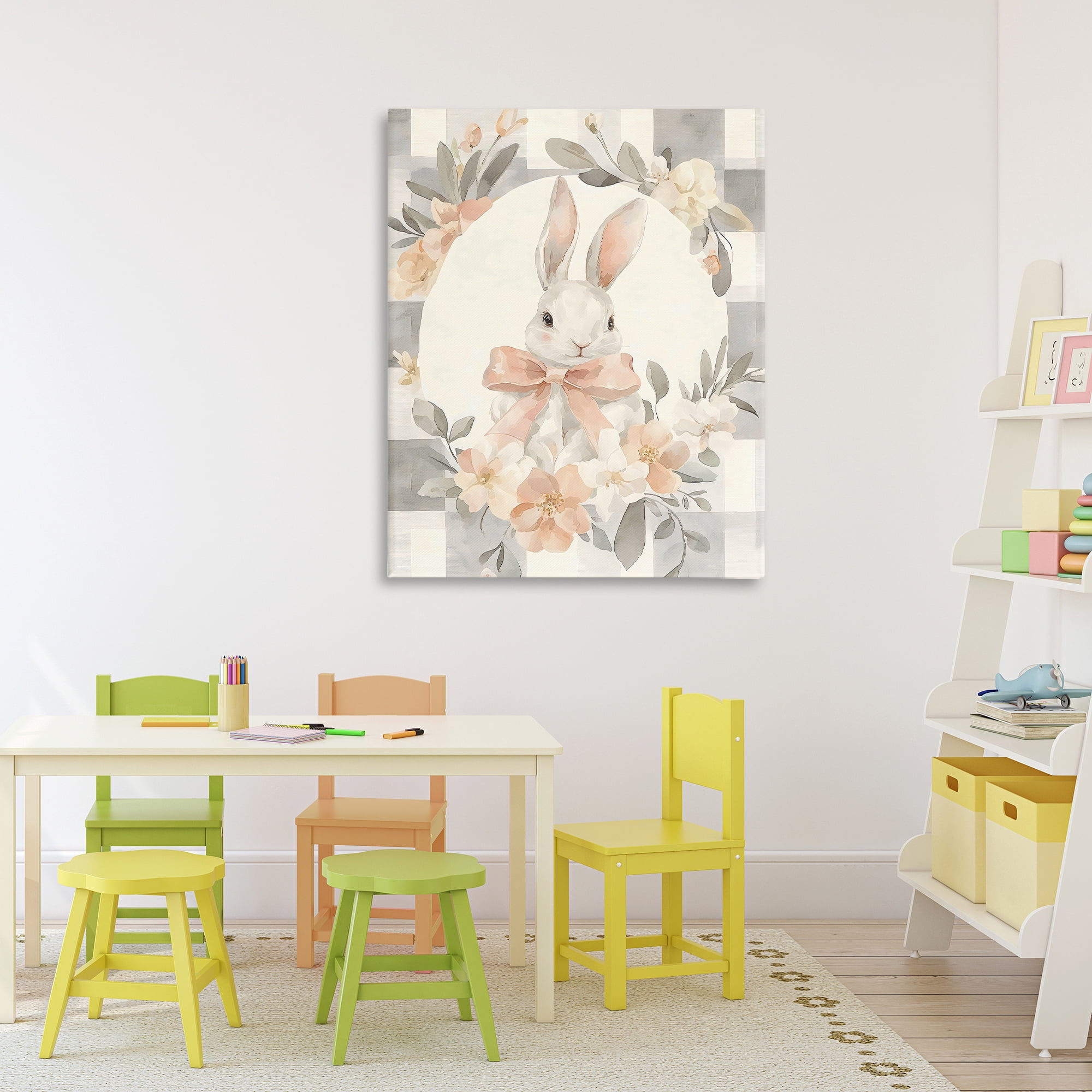 Stupell Industries Adorable Bunny in Wreath Canvas Wall Art, design by Creative Studio