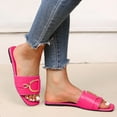 thumbnail image 3 of Rukui Women's Flat Sandals Fashion Square Open Toe Slides With Metal Chain Slippers for Summer, 3 of 8