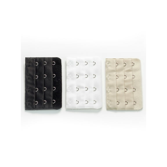 More of Me to Love Premium Bra Extenders 4-Hook, Black, White, Beige 3-Pack
