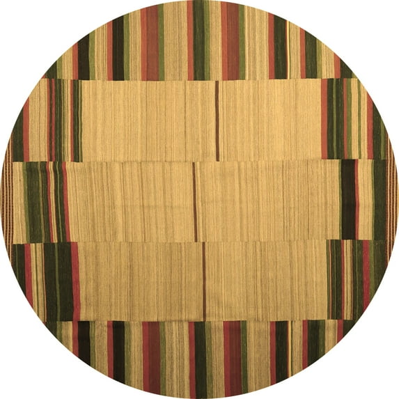 Ahgly Company Indoor Round Abstract Brown Contemporary Area Rugs, 7' Round