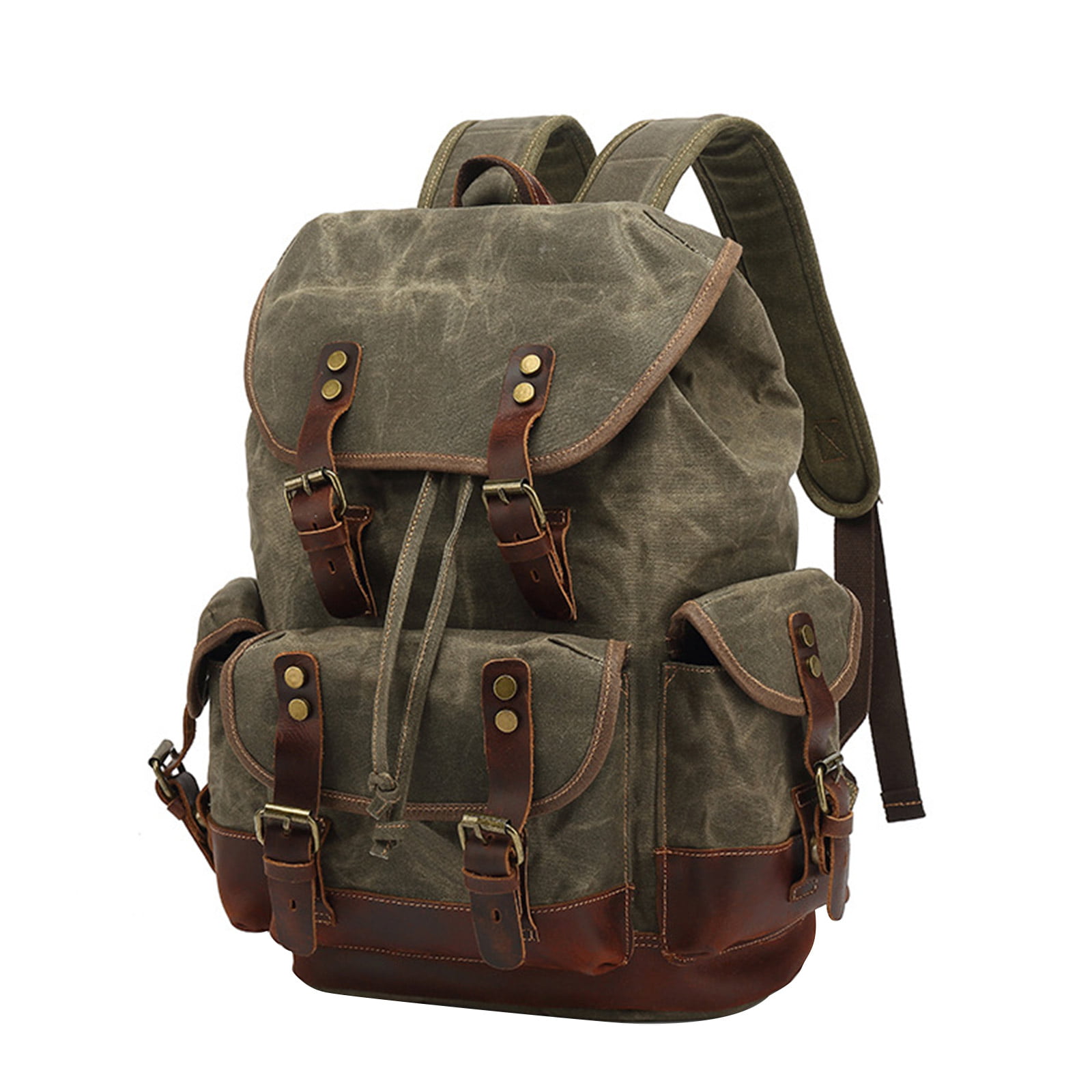 ASR Outdoor Waxed Canvas Backpack Travel Shoulder Bag Water Resistant OD Green 