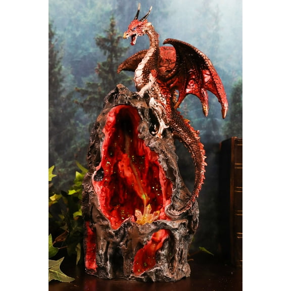 Ebros Sapphire Dragon On LED Crystal Mountain Backflow Incense Burner Figurine