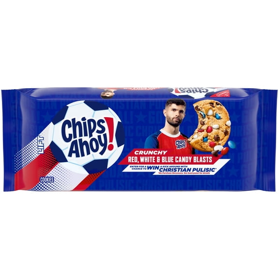 CHIPS AHOY! Crunchy Red, White, and Blue Candy Blasts Fudgy Chocolate Chip Cookies, 9.5 oz