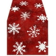 thumbnail image 2 of Hometravel Red Snowflake Table Flag, Christmas Print Linen Tablecloth, 33x183cm Cabinet Decoration for Holiday Dining Setting, 2 of 7