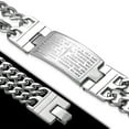 thumbnail image 2 of Stainless Steel Silver-Tone Double Chain Padre Nuestro Spanish Prayer Mens Bracelet, 2 of 2
