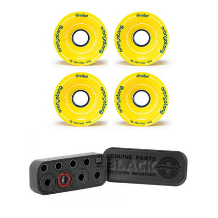Orangatang 70mm 86a 4President Yellow Skateboard Longboard Wheels with Independent Bearings (Best Orangatang Wheels For Cruising)