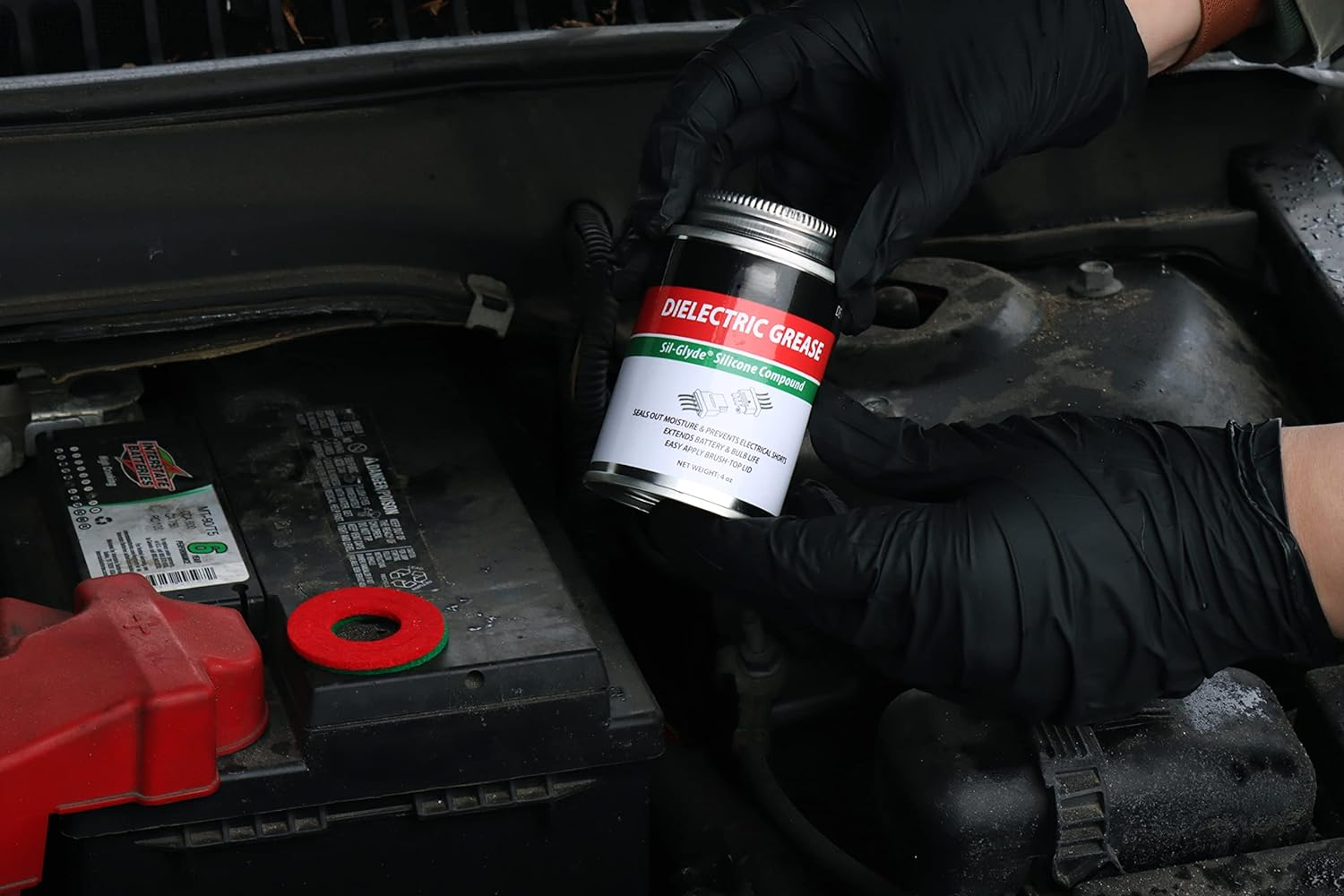 Brush Top Can Dielectric Silicone Grease Compound for All Electrical Components and Connectors, 4oz, Percise and Easy Application