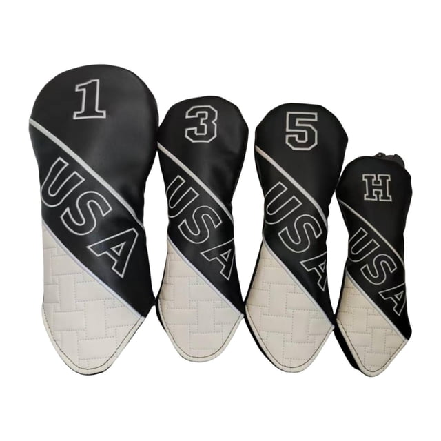 Lipstore 4 Pieces Golf Driver Covers Mallet Putter Covers for Golf Enthusiasts Hybrid Black