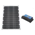 thumbnail image 3 of Panel solar monocristalino de 18 W con controlador de carga USB dual de 30 A para camping y vehículos recreativos, compatibilidad de 12 V/24 V, 3 of 8