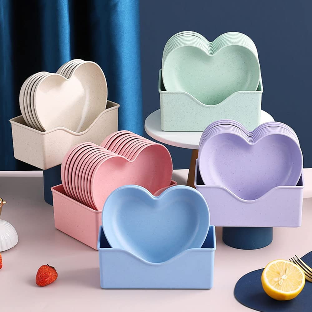 10pcs Heart Shaped Dinner Plates Dinnerware Dishes Set 6 Inch Food Plate Saucers Tray Fruits Snack Bowls BPA Free Beige Walmart