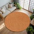 thumbnail image 3 of Burnt Orange 5ft Round Rug, Farmhouse Burlap Solid Orange Color Modern Linen Texture Non-Skid Rubber Backing Large Area Rugs - Living Room Bedroom Home Office, Indoor Floor Mat Carpets Washable Rug, 3 of 9