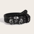 thumbnail image 4 of Yokua Skull Waist Belt Buckle Cool Punk Studded Belt Cowboy Grunge Wide Belt, 4 of 11