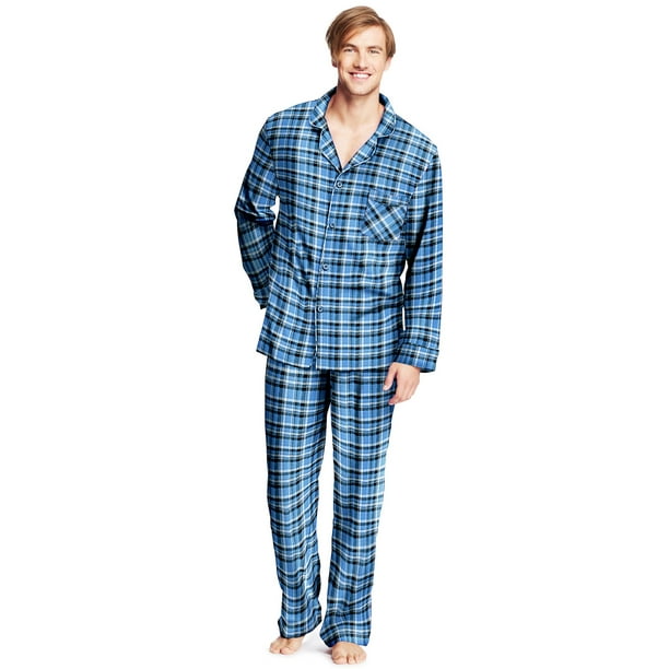 Hanes Hanes Mens Flannel Pajamas, 4XL, Blue Plaid