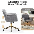 thumbnail image 4 of Faux Fur Makeup Vanity Chair, Comfy Fuzzy Home Office Desk Chair with Wheels & Gold Base, Upholstered Adjustable Swivel Office Chair for Teens Girls Women Home Office, Grey, 4 of 7