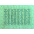 thumbnail image 1 of Ahgly Company Machine Washable Indoor Rectangle Oriental Turquoise Blue Modern Area Rugs, 6' x 9', 1 of 4