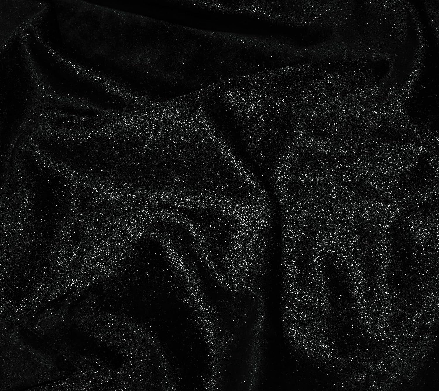 Chezmoi Collection Lux Black Crushed Velvet Curtains 2 Panel Set, Room Darkening Luxury Distressed Velvet Rod Pocket Window Drapes for Living Room Bedroom 50" W x 96" L
