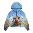 thumbnail image 5 of Xixirimido Highland Cow Butterfly Floral Truck Pattern Girls' Hoodies Sweatshirts Half Zipper Pullover Crop Tops with Pocket for Teen Girls Long Sleeve Sweater Size 11-12, 5 of 7