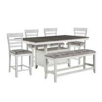 New Classic Furniture Richland 6-Piece Wood Counter Table Set in Brown/White