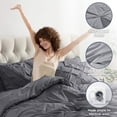 thumbnail image 3 of Virtu California King Comforter Set, Bed In A Bag 7 Pc Pleated Bedding Set, Dark Grey, 3 of 10